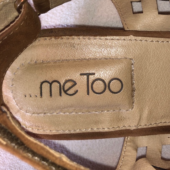 Cut-Out Suede Wedge Sandals, Sz 9M, Cognac - Picture 9 of 10